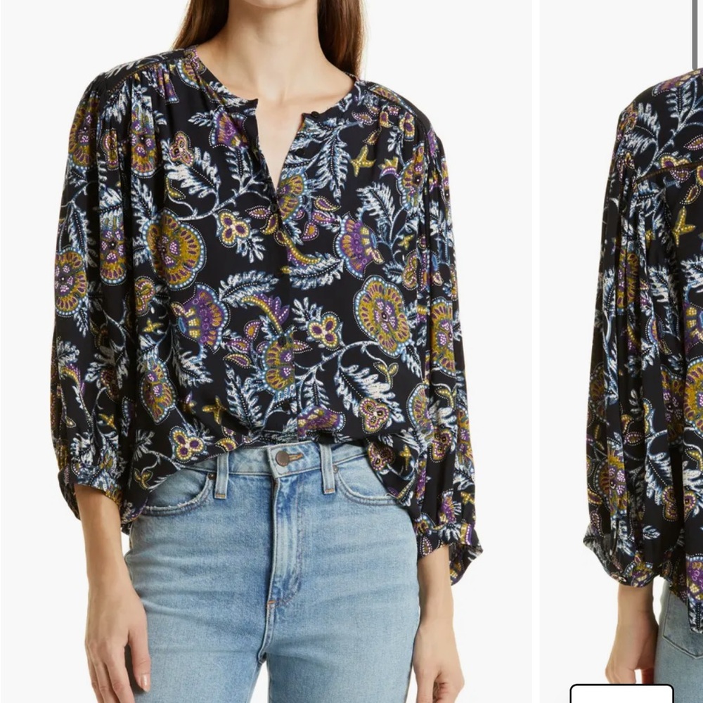 BA&SH Valska Printed Lady Blouse Top Paisley Medium